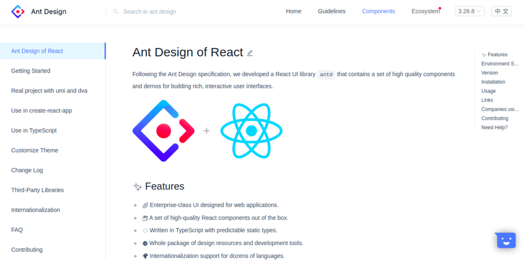 Ant design for React